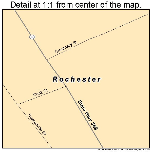 Rochester, Kentucky road map detail