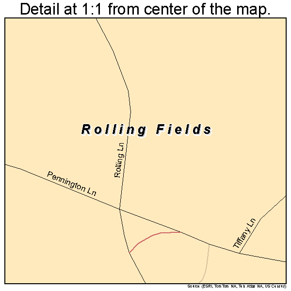 Rolling Fields, Kentucky road map detail