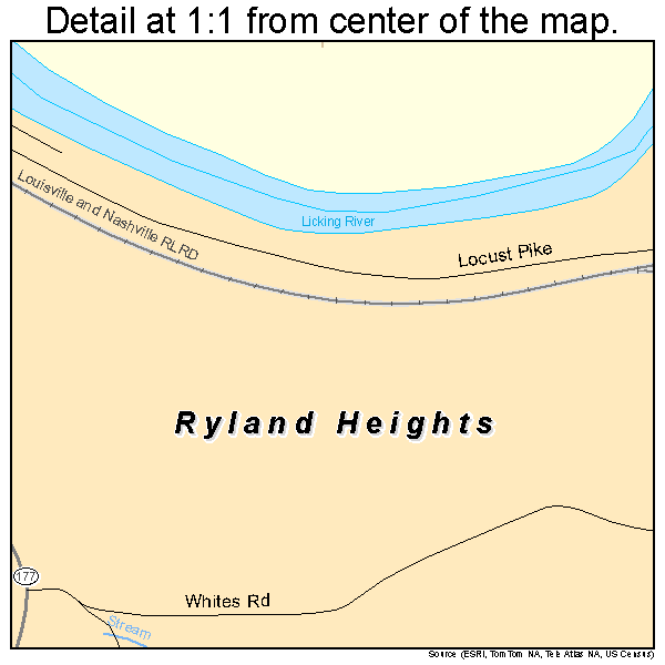 Ryland Heights, Kentucky road map detail