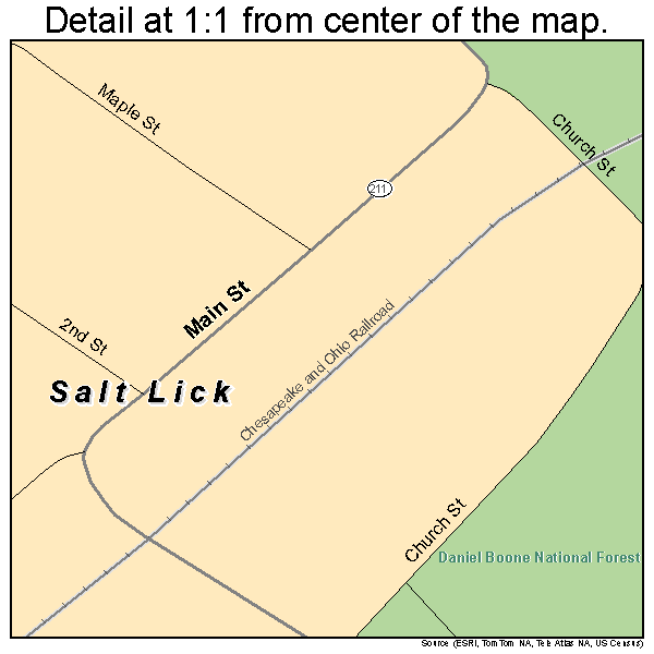 Salt Lick, Kentucky road map detail