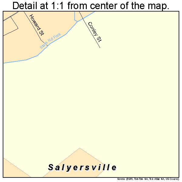 Salyersville, Kentucky road map detail