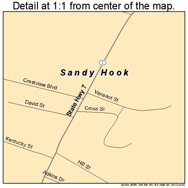 Sandy Hook, Kentucky road map detail