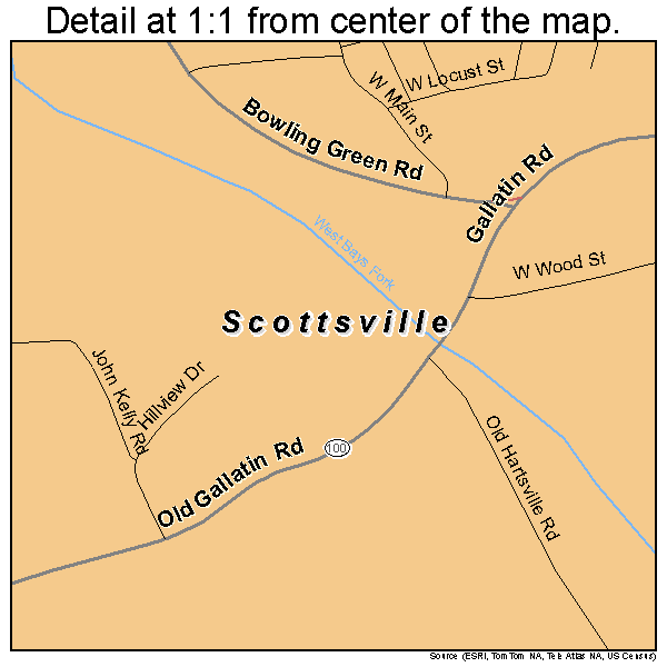 Scottsville, Kentucky road map detail