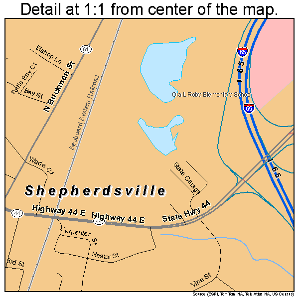 Shepherdsville, Kentucky road map detail