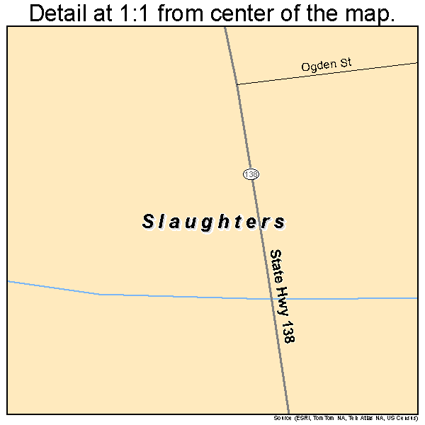 Slaughters, Kentucky road map detail