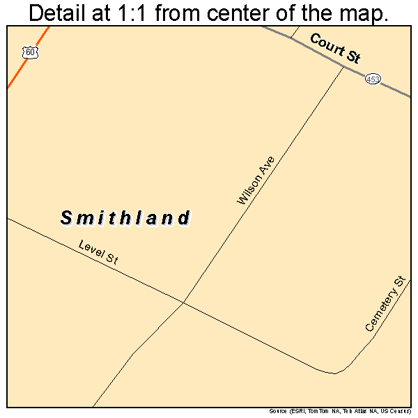 Smithland, Kentucky road map detail