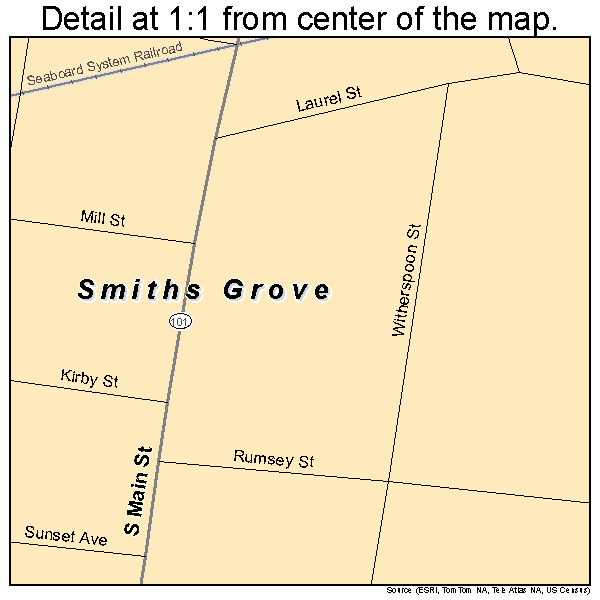 Smiths Grove, Kentucky road map detail