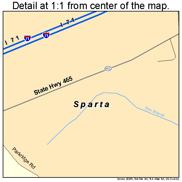 Sparta, Kentucky road map detail
