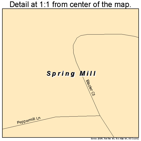 Spring Mill, Kentucky road map detail