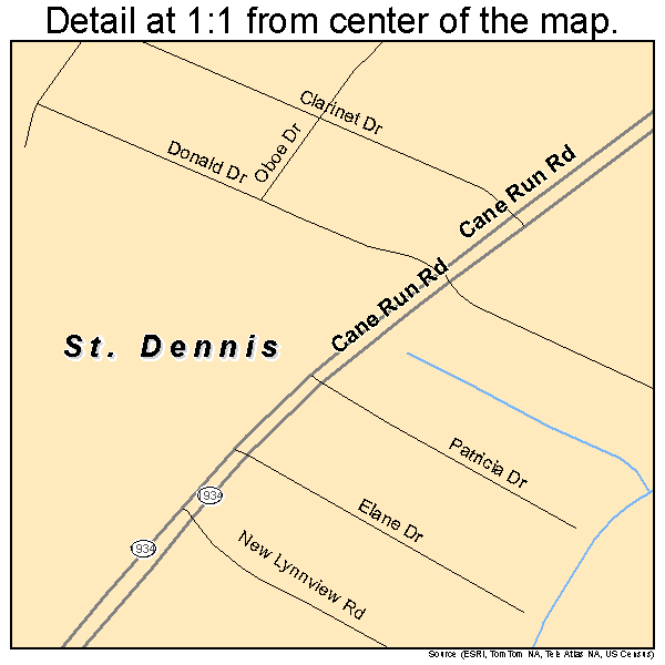 St. Dennis, Kentucky road map detail