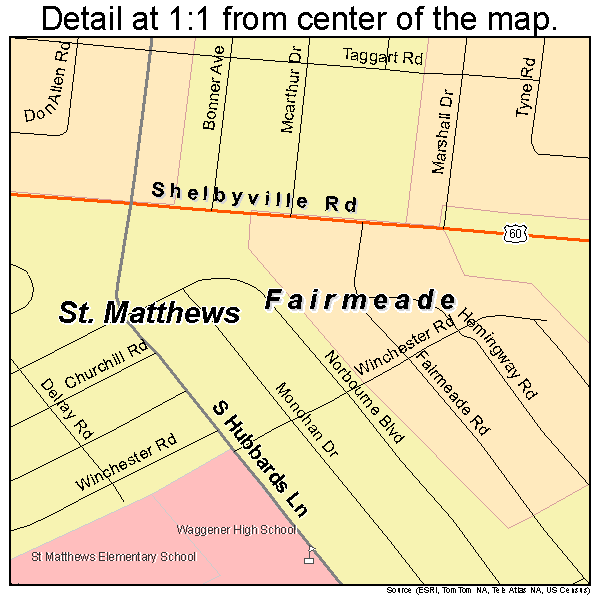 St. Matthews, Kentucky road map detail