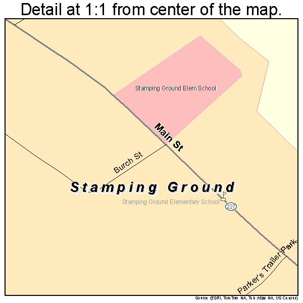 Stamping Ground, Kentucky road map detail