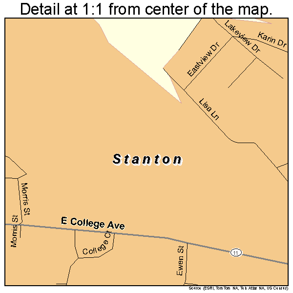 Stanton, Kentucky road map detail