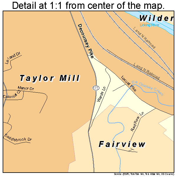 Taylor Mill, Kentucky road map detail