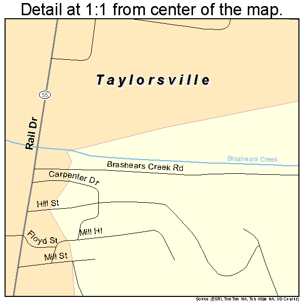 Taylorsville, Kentucky road map detail