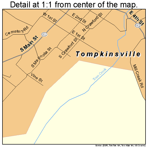 Tompkinsville, Kentucky road map detail