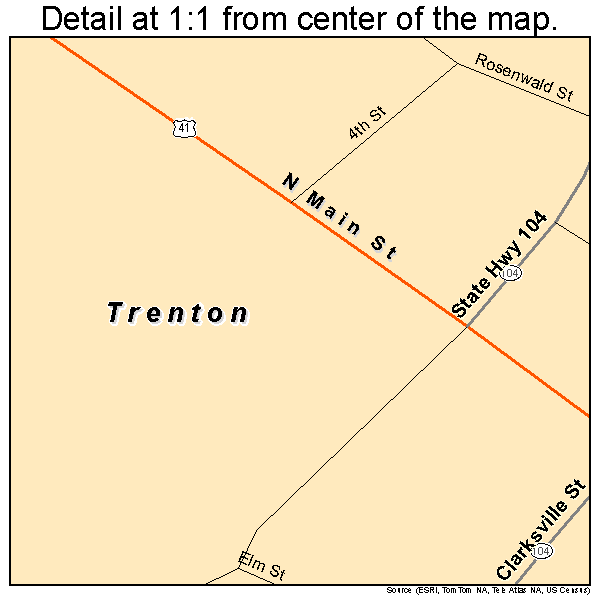 Trenton, Kentucky road map detail