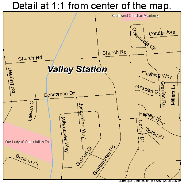 Valley Station, Kentucky road map detail