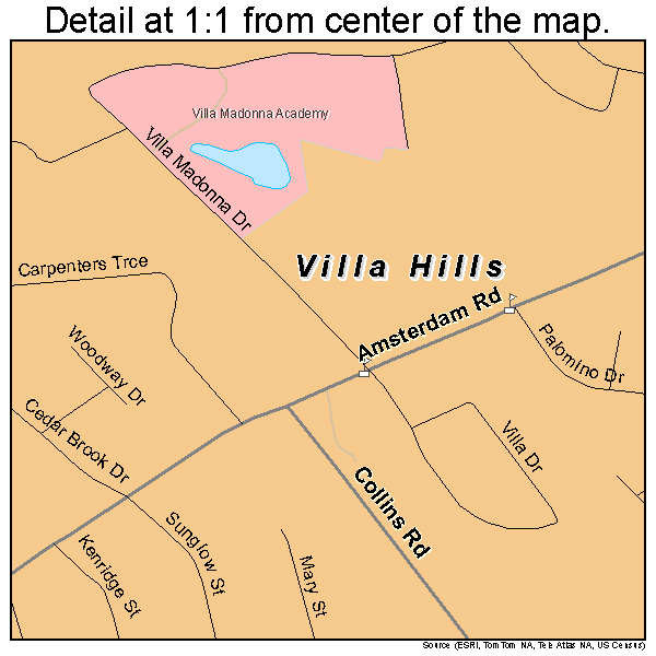 Villa Hills, Kentucky road map detail