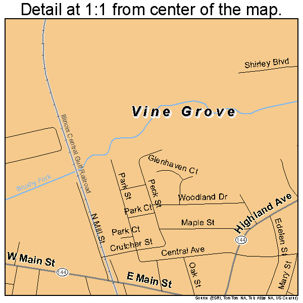 Vine Grove, Kentucky road map detail