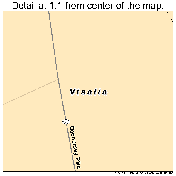Visalia, Kentucky road map detail