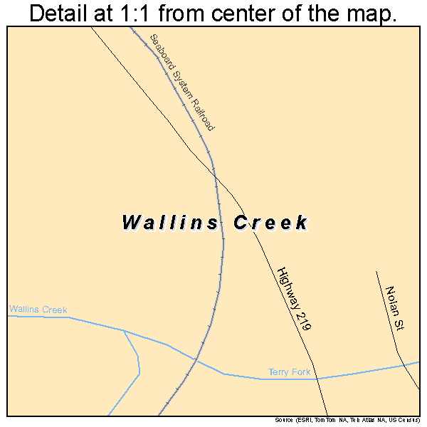 Wallins Creek, Kentucky road map detail