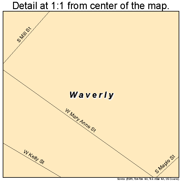 Waverly, Kentucky road map detail