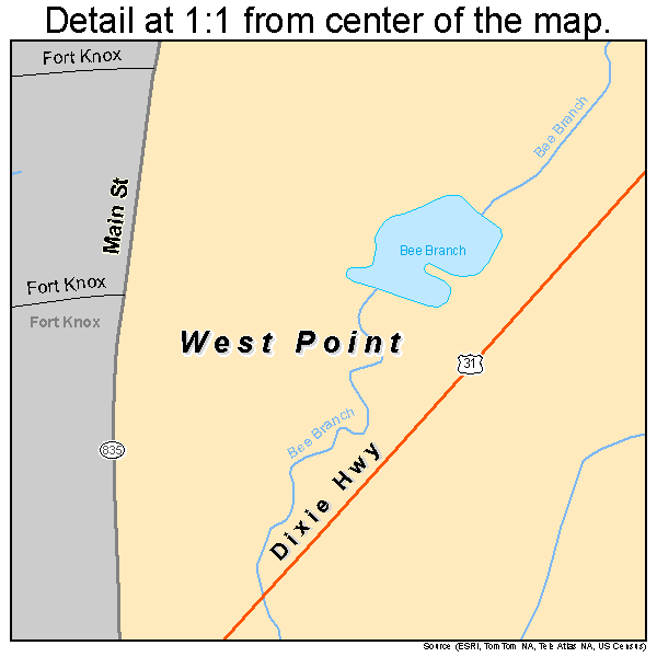 West Point, Kentucky road map detail