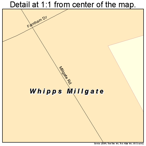 Whipps Millgate, Kentucky road map detail