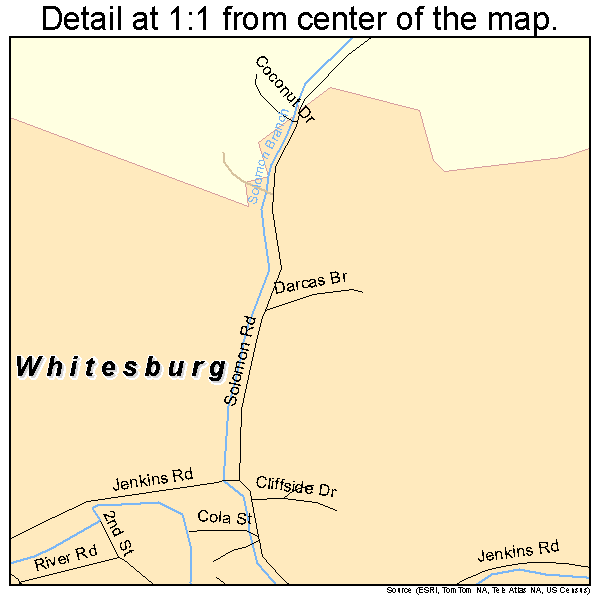Whitesburg, Kentucky road map detail