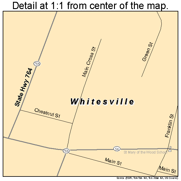 Whitesville, Kentucky road map detail