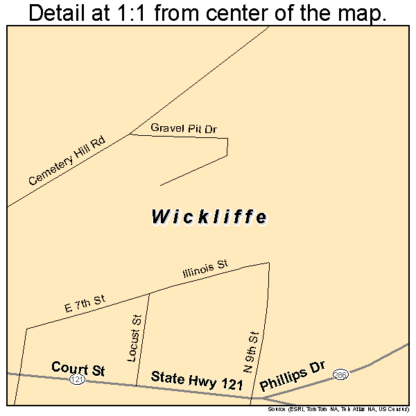 Wickliffe, Kentucky road map detail