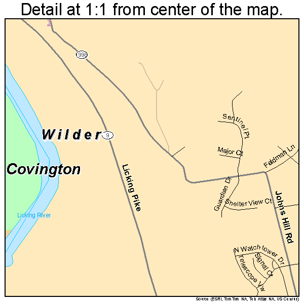 Wilder, Kentucky road map detail