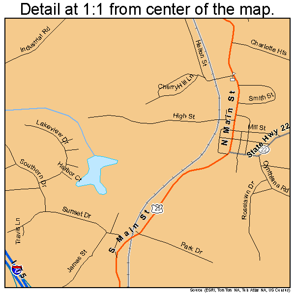 Williamstown, Kentucky road map detail