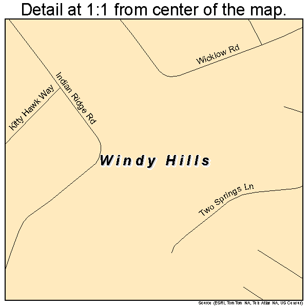 Windy Hills, Kentucky road map detail