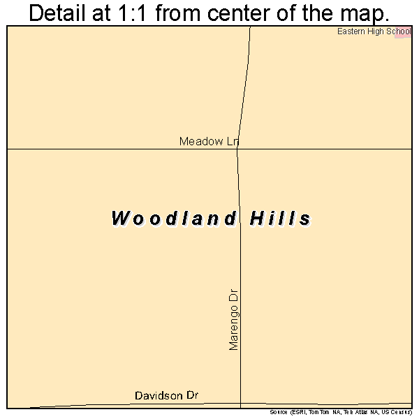 Woodland Hills, Kentucky road map detail