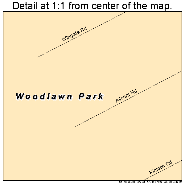 Woodlawn Park, Kentucky road map detail