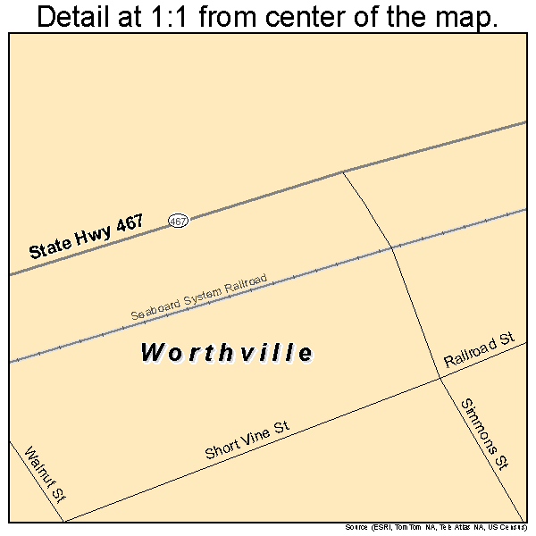 Worthville, Kentucky road map detail