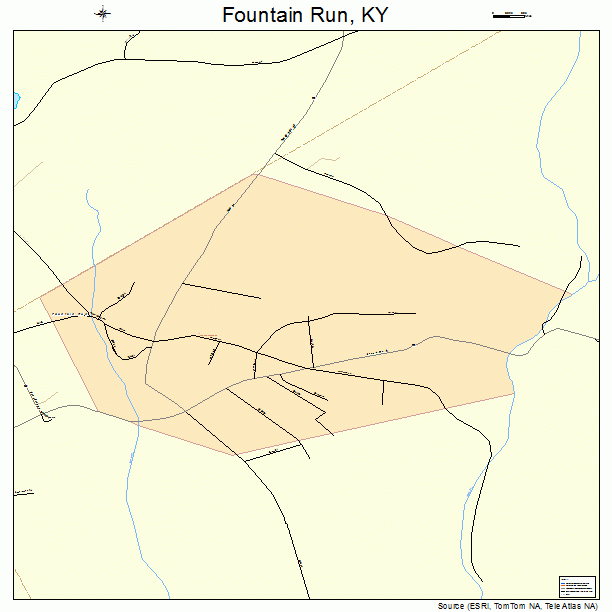 Fountain Run, KY street map