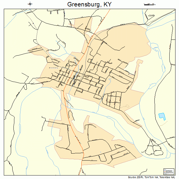Greensburg, KY street map