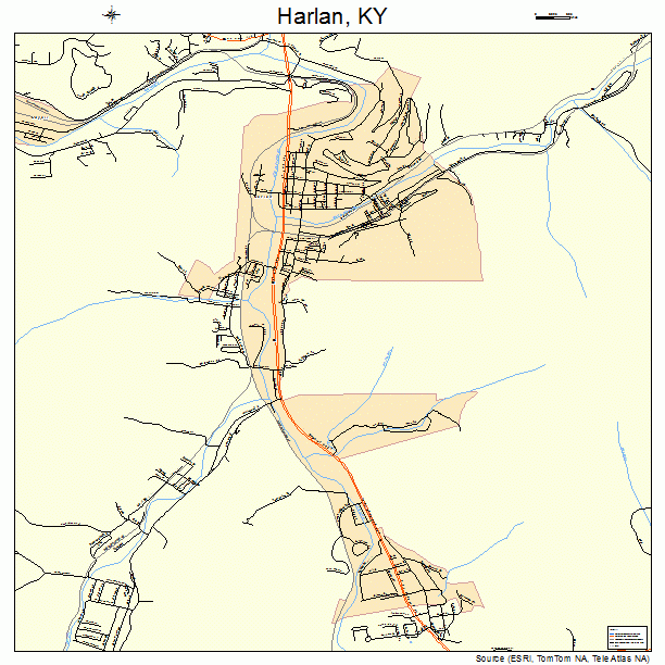 Harlan, KY street map