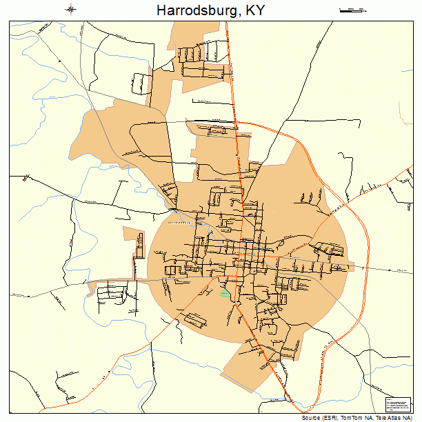 Harrodsburg, KY street map
