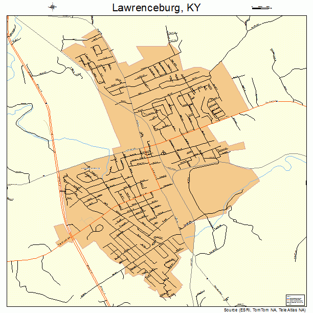 Lawrenceburg, KY street map