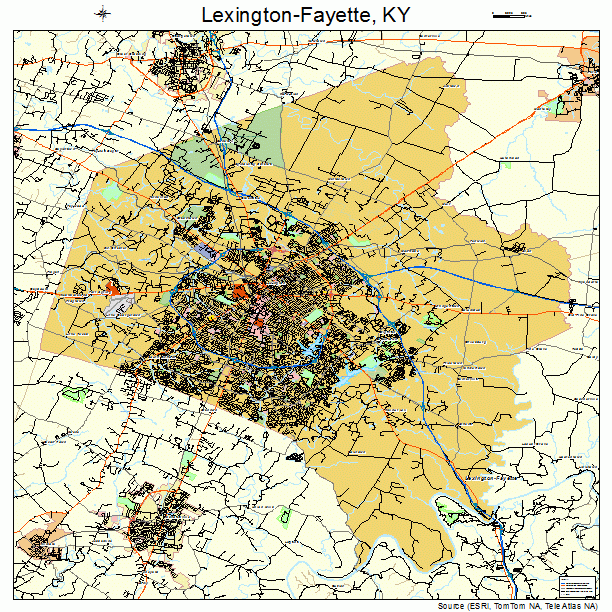 Lexington-Fayette, KY street map