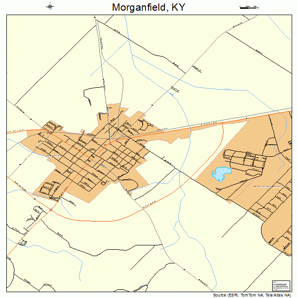 Morganfield, KY street map
