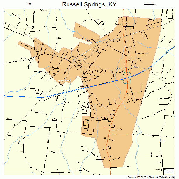 Russell Springs, KY street map