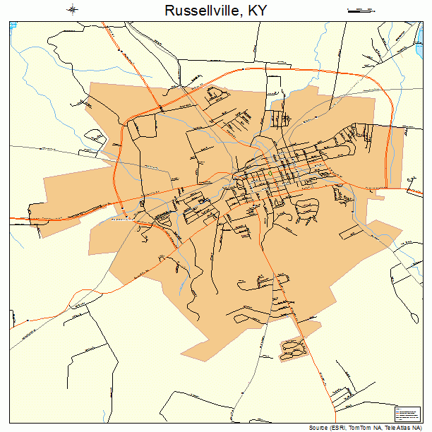 Russellville, KY street map