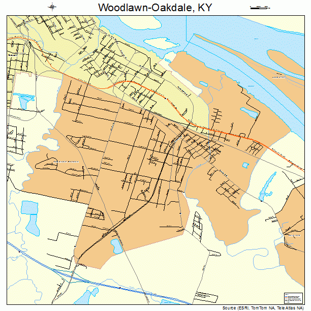 Woodlawn-Oakdale, KY street map
