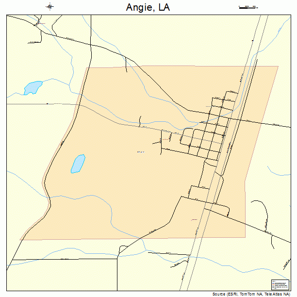 Angie, LA street map