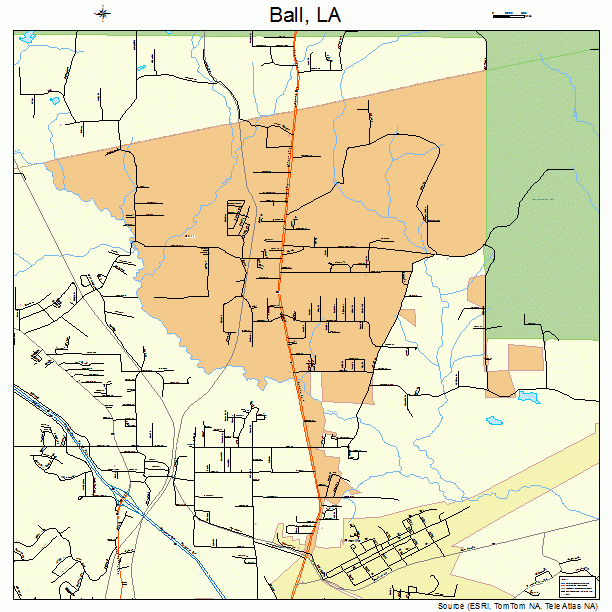 Ball, LA street map